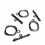 Toggle Clasp - White Gold Plated Rounded Square 5pcs - Beadsy Beads