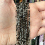 Tourmalinated Quartz Round Gemstones Beads 2mm - 15.5" strand - Beadsy Beads