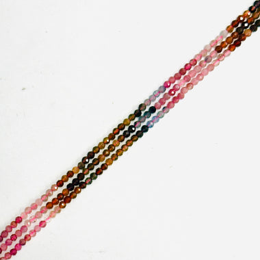 Tourmaline Crystal Faceted Round Gemstones Rainbow Beads 3mm - 15.5" Strand - Beadsy Beads