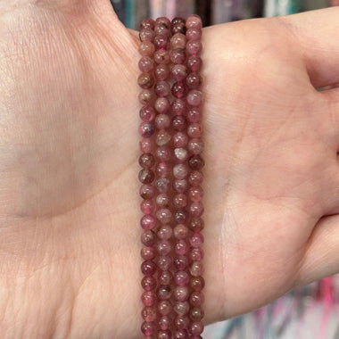 Tourmaline Gemstone Crystals Round Beads 4mm - 15.5 Inch Strand - Beadsy Beads