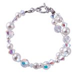 Swarovski Pearls / Crystals weaved Bracelet Cream / white