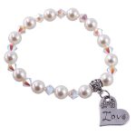 Swarovski Crystals/ Pearls white bracelet with Charm