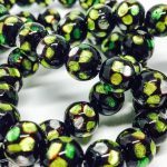 Handmade Glass bead with Pure Silver encased glass Lime 10mm