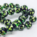 Handmade Glass with Pure Silver encased Clear Glass Green 8mm