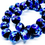 Handmade Glass with Pure Silver encased Clear Deep Blue Sea 8mm