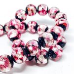 Handmade Glass bead with Pure Silver encased glass Pink 12mm