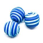 Handmade Polymer Clay Beads Round Swirl 13mm Multi Colour Blue / White
