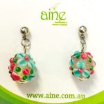 NIckel Free Stud Earrings Handmade glass Flower Aqua PInk