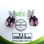 925 Sterling silver Swarovski Earrings Love heart Crystal AB