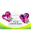 925 Sterling silver Swarovski Stud Earrings Love Heart Rose -338