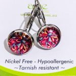 Nickel Free European Style earrings glass Cabochon 10mm Butterfly Garden