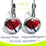Nickel Free European Style earrings glass Cabochon 10mm Butterfly Garden
