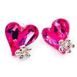 925 Sterling silver Swarovski Earrings Love heart Crystal AB
